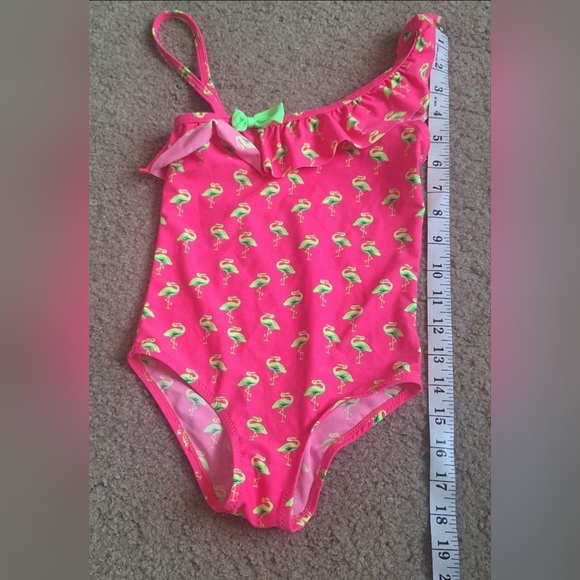 Toddler Girl 4t-5t Pink Flamingo Swim Suit - Picture 4 of 6